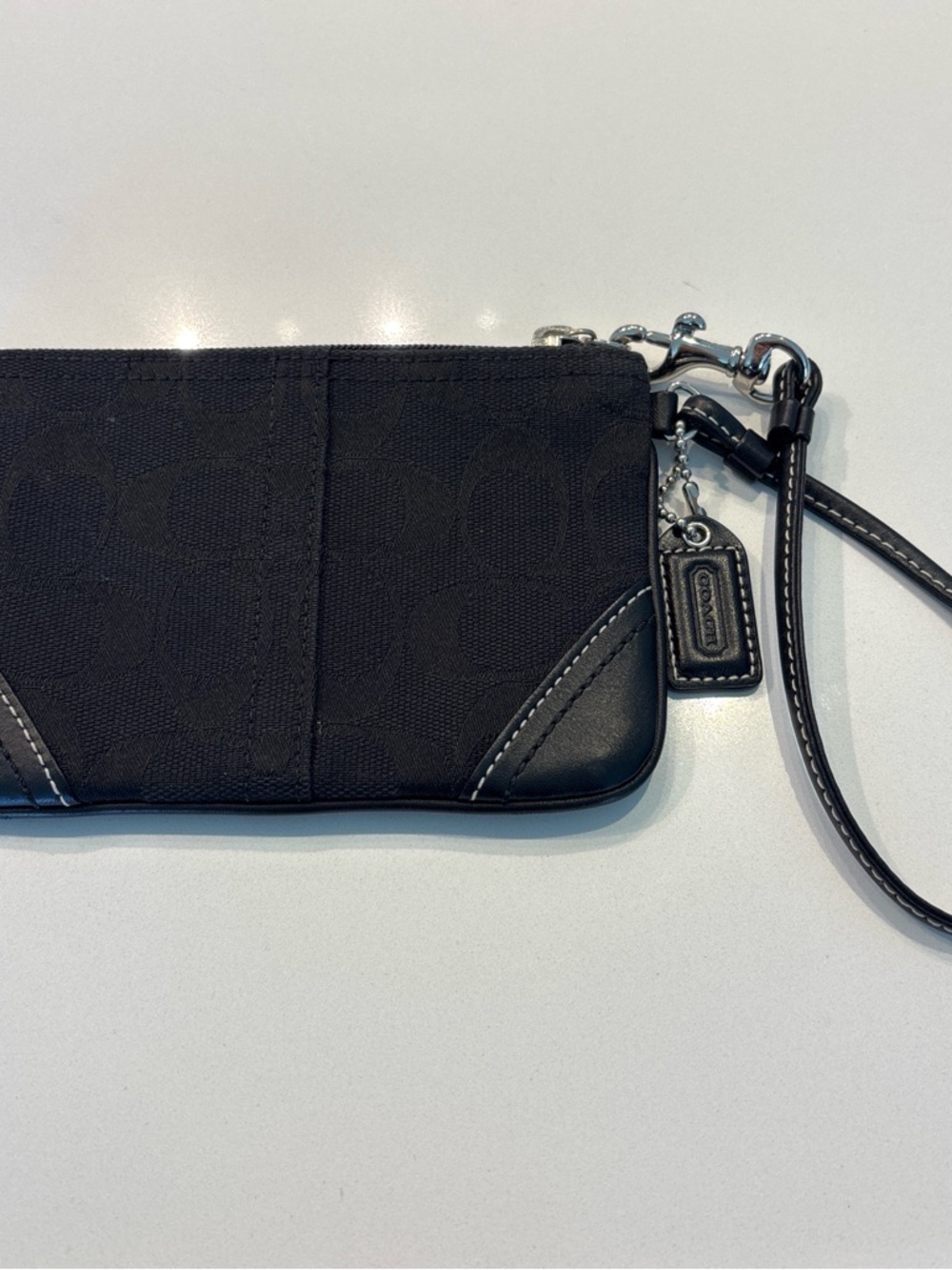 Coach Black Signature Wristlet with Leather Trim NWOT - Picture 3 of 5